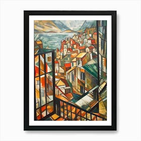 Window View Of San Francisco Of In The Style Of Cubism 3 Art Print