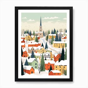 Retro Winter Illustration Vilnius Lithuania 1 Art Print