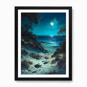 Sea Turtles In The Moonlight 2 Art Print