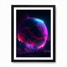 Dwarf Planet Neon Nights Space Art Print