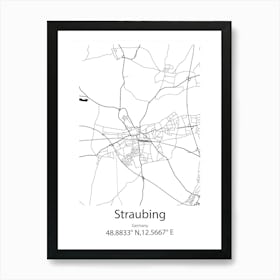 Straubing,Germany Minimalist Map Art Print