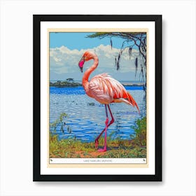 Greater Flamingo Lake Nakuru Nakuru Kenya Tropical Illustration 3 Poster Art Print