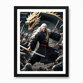 Ronin Samurai  with zombies Art Print