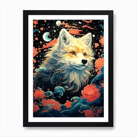 Fox In The Moonlight 2 Art Print