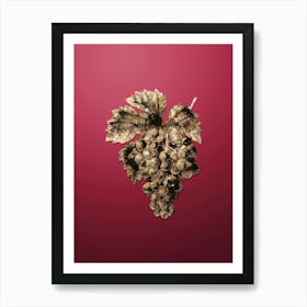Gold Botanical Grape Vine on Viva Magenta n.4426 Art Print