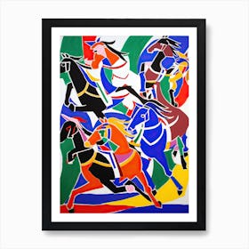 Horse Racing In The Style Of Matisse 3 Art Print