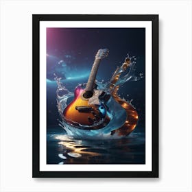 Acoustic Guitar In Water Art Print
