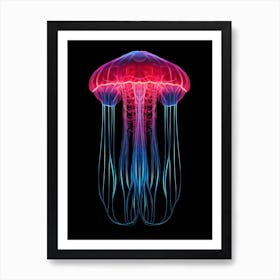 Irukandji Jellyfish Neon Illustration 6 Art Print