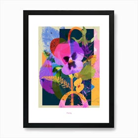 Pansy 1 Neon Flower Collage Poster Art Print