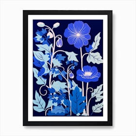 Blue Flower Illustration Canterbury Bells 1 Art Print