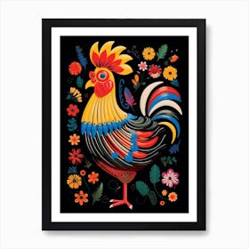 Folk Bird Illustration Chicken 6 Art Print