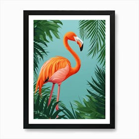 Greater Flamingo Yucatan Peninsula Mexico Tropical Illustration 5 Art Print