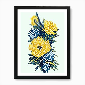 Cross Stitch Flowers Art Print