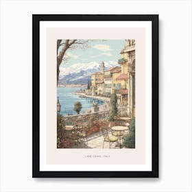 Vintage Winter Poster Lake Como Italy 3 Art Print