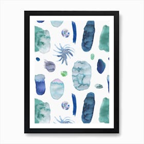 Scandi Minimal Abstract Blue Art Print