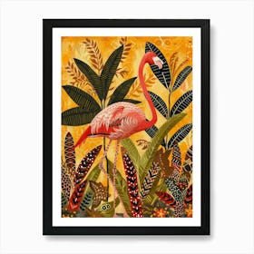 Greater Flamingo And Croton Plants Boho Print 4 Art Print
