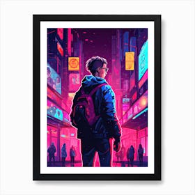 Neon City, Neon City Art, Pink Art Print