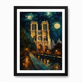 Notre Dame Paris France Van Gogh Style 4 Art Print