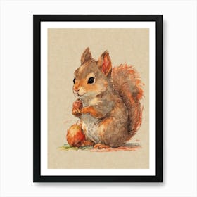 Squirrel With Apple Art Print