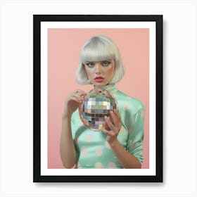 Disco Ball Girl, Preppy Aesthetic, Trendy Art Print