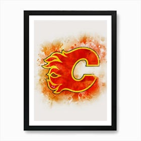 Calgary Flames Watercolor Art Print