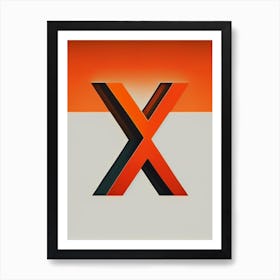 X, Letter, Alphabet Retro Minimal 5 Art Print