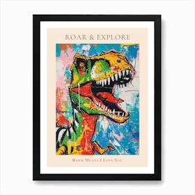 T Rex Dinosaur Chalk Style 1 Poster Art Print