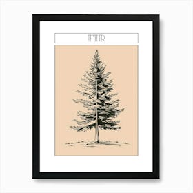 Fir Tree Minimalistic Drawing 2 Poster Art Print