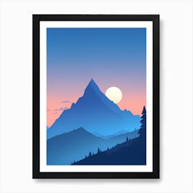 Misty Mountains Vertical Composition In Blue Tone 156 Art Print