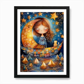 Little Girl In A Boat Art Print