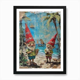 Retro Gnomes Collage 1 Art Print