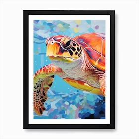 Close Up Painting Study Of Sea Turtle Art Print