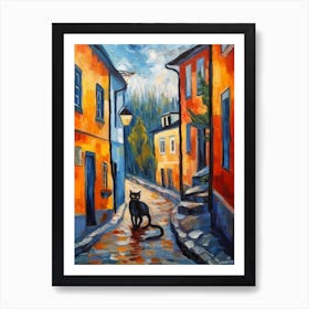 Painting Of Stockholm Sweden With A Cat In The Style Of Impressionism 1 Art Print