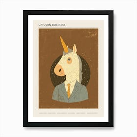 Unicorn In A Suit & Tie Mocha Muted Pastels 4 Poster Art Print