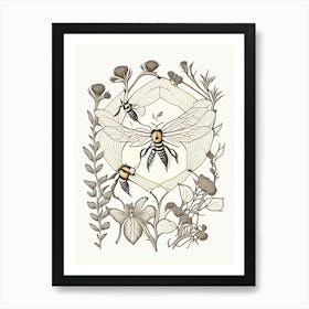 Forager Bees 3 William Morris Style Art Print