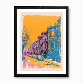 Crown Heights New York Colourful Silkscreen Illustration 1 Póster