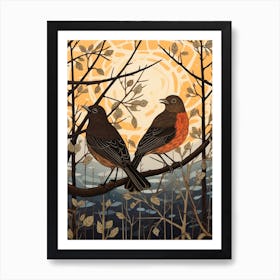 Art Nouveau Birds Poster Blackbird 3 Art Print