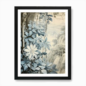 Vintage Jungle Botanical Illustration Passion Flower 2 Art Print