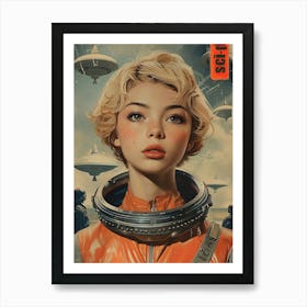 Cute girl wearing a space suit Art Print