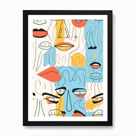 Colourful Abstract Face Illustration 3 Art Print