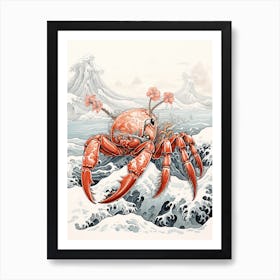Hermit Crab Animal Drawing In The Style Of Ukiyo E 2 Art Print