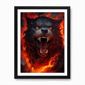 Wolf In Flames 7 Art Print