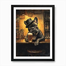 French Bulldog Bartender Art Print