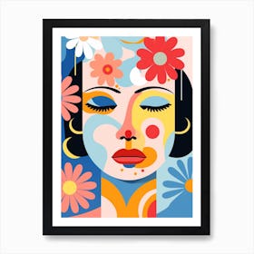 Floral Face Illustration 3 Art Print