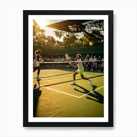 Tennis Match Captured In Natural Light Dynamic Action Shot Players Poised Mid Strike Sun Casting 2 1 Art Print