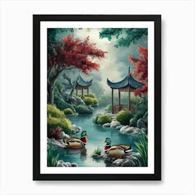 Asian Ducks Art Print