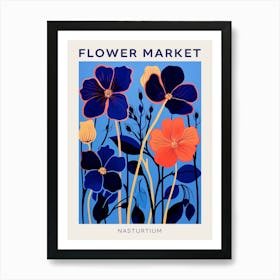 Blue Flower Market Poster Nasturtium 1 Art Print