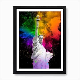 Statue Of Liberty In Rainbow Colors Art Print