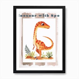 Cute Spotted Dinosaur Illustration Poster Art Print