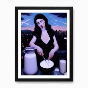 Milk Whit Red Lips Art Print